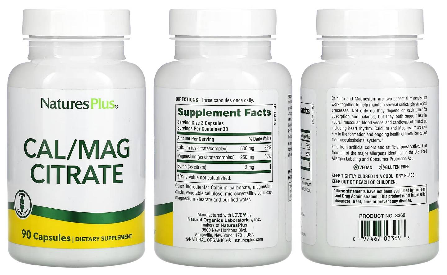 NaturesPlus, Cal/Mag Citrate packaging