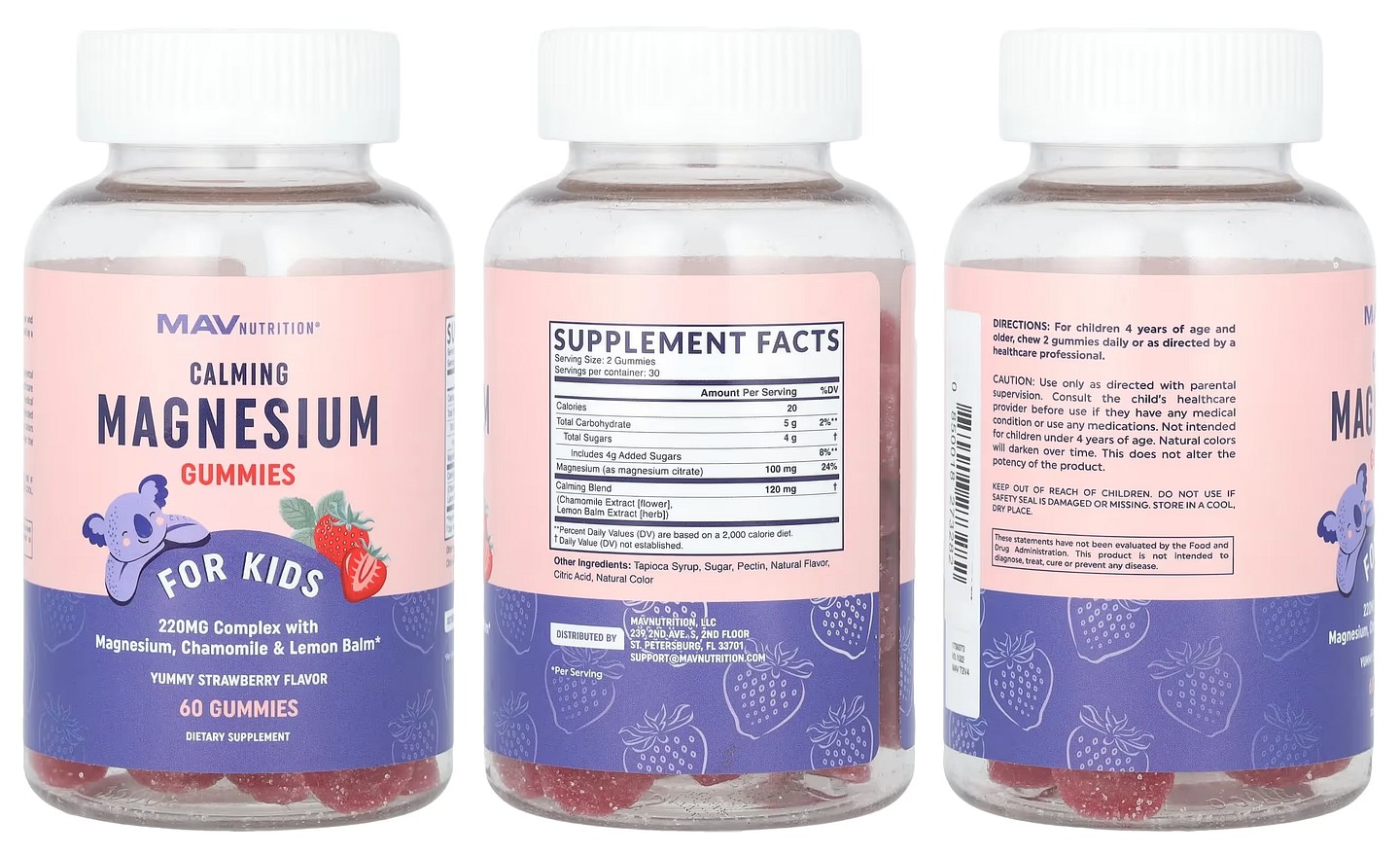 MAV Nutrition, Calming  Magnesium Gummies packaging