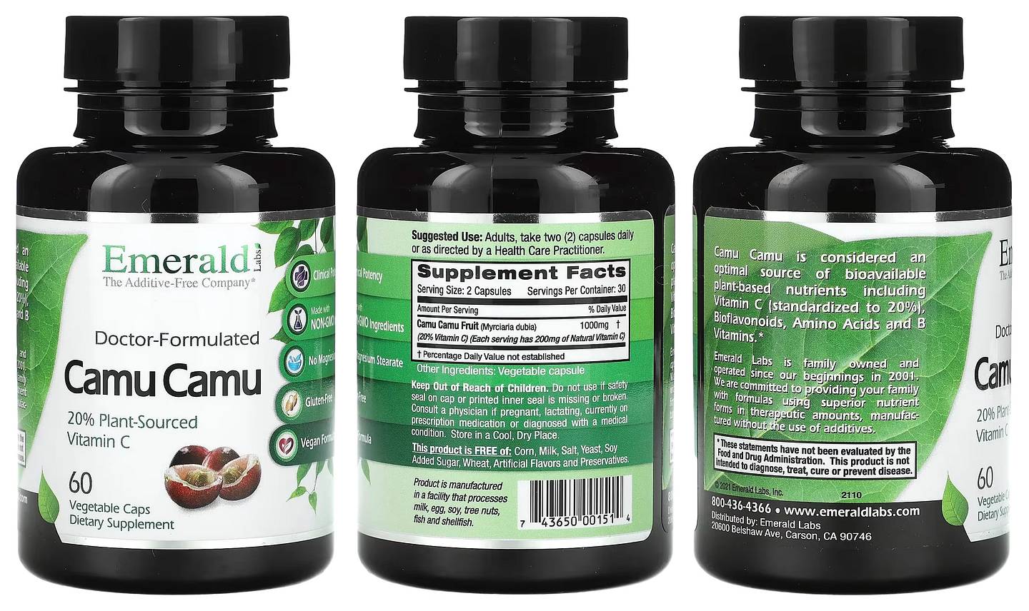 Emerald Laboratories, Camu Camu packaging