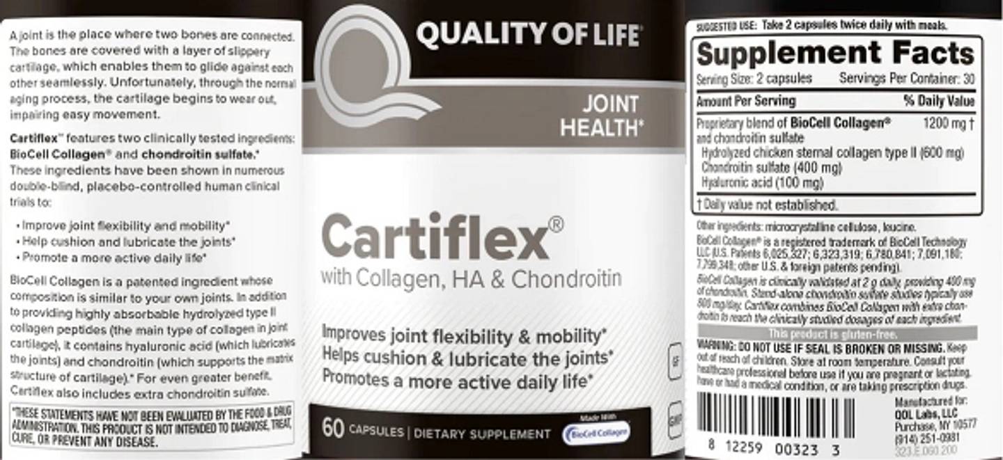 Quality of Life Labs, Cartiflex with Collagen, HA & Chondroitin label