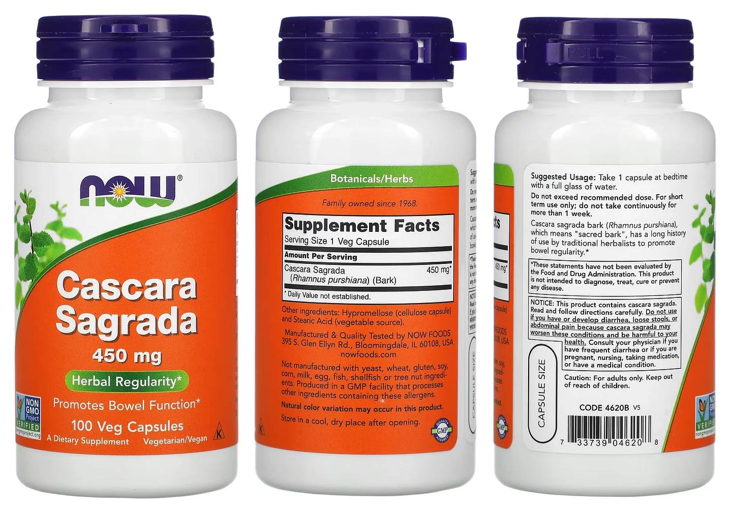 NOW Foods, Cascara Sagrada packaging