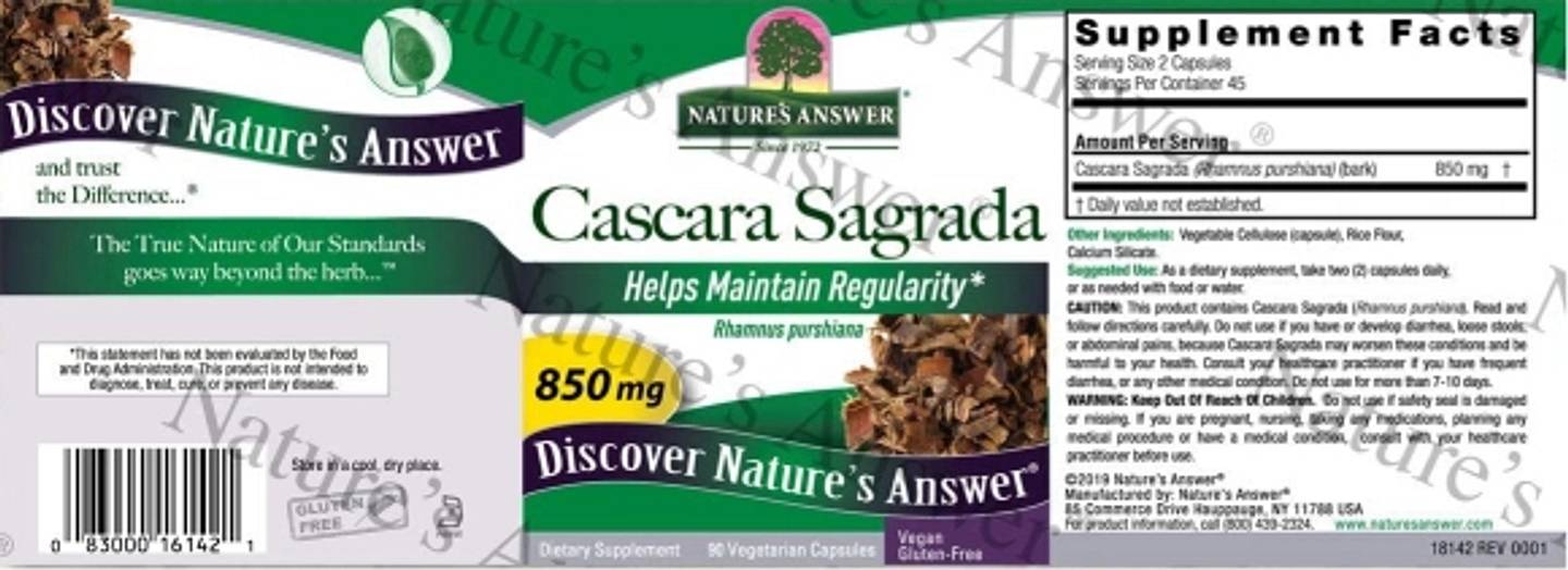 Nature's Answer, Cascara Sagrada label