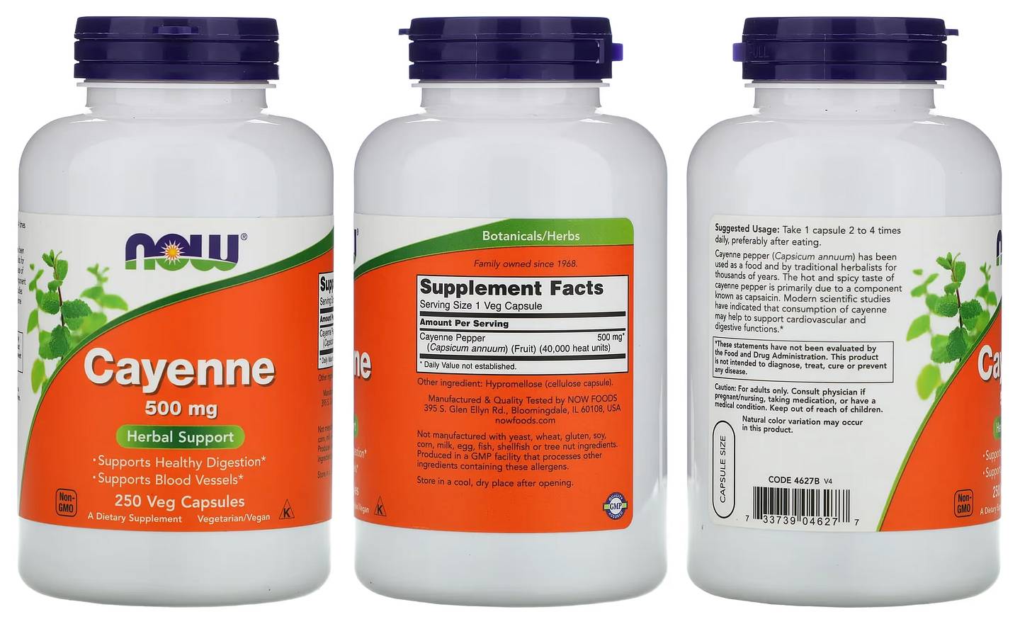 NOW Foods, Cayenne packaging