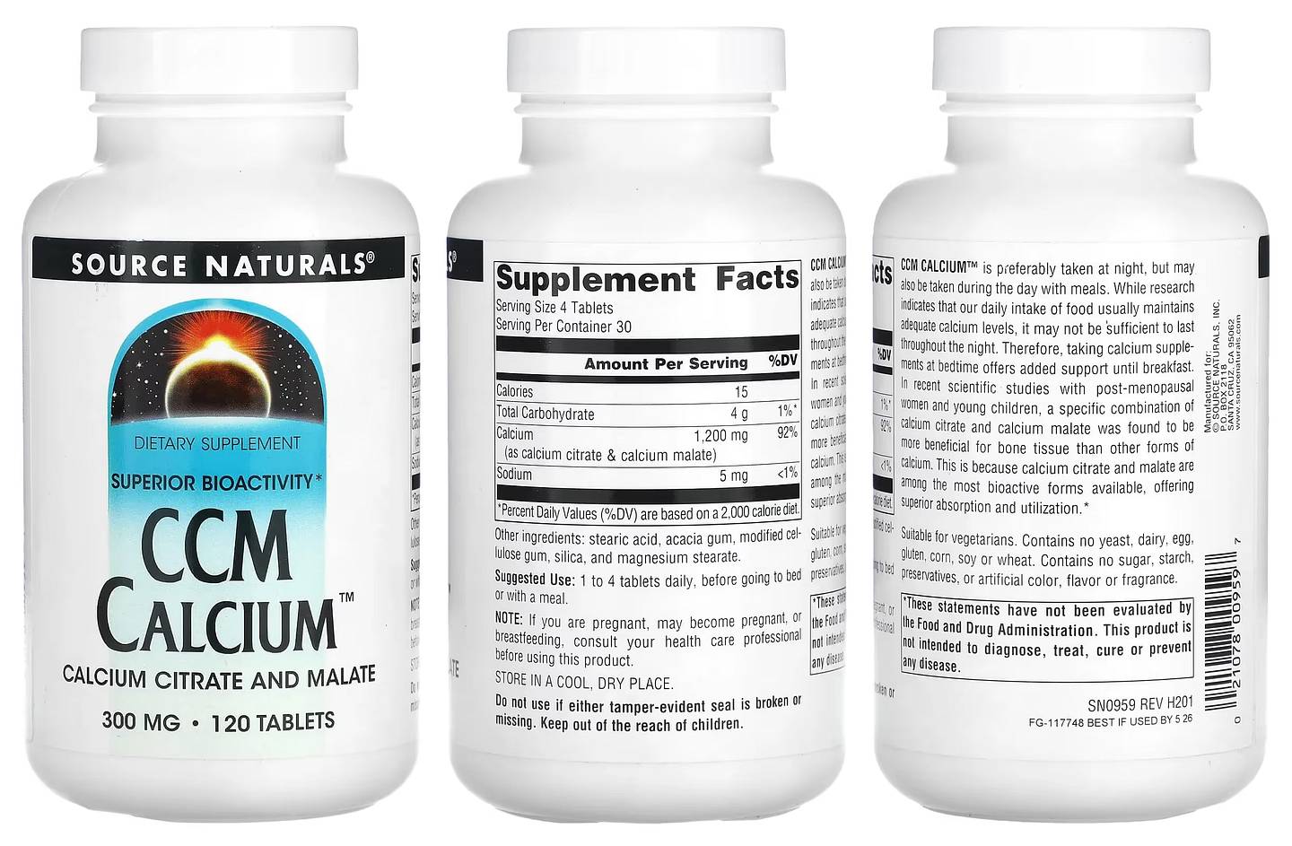 Source Naturals, CCM Calcium packaging