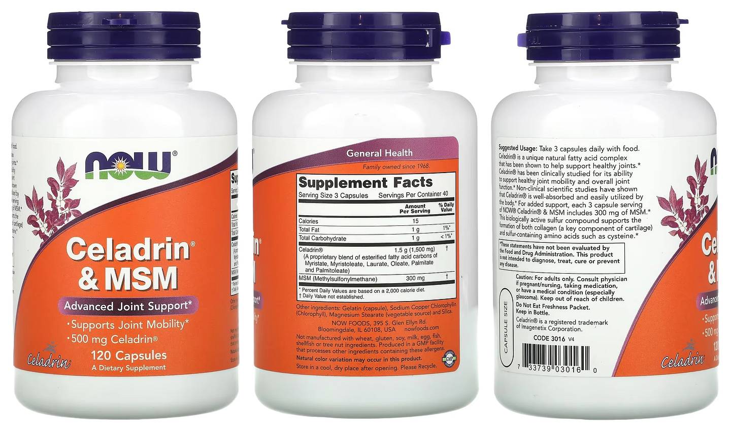 NOW Foods, Celadrin & MSM packaging