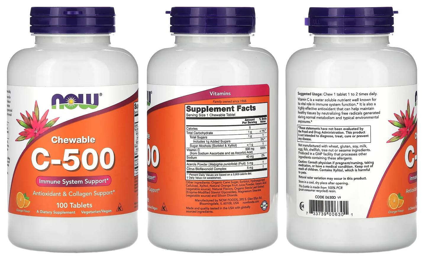 NOW Foods, Chewable C-500 packaging