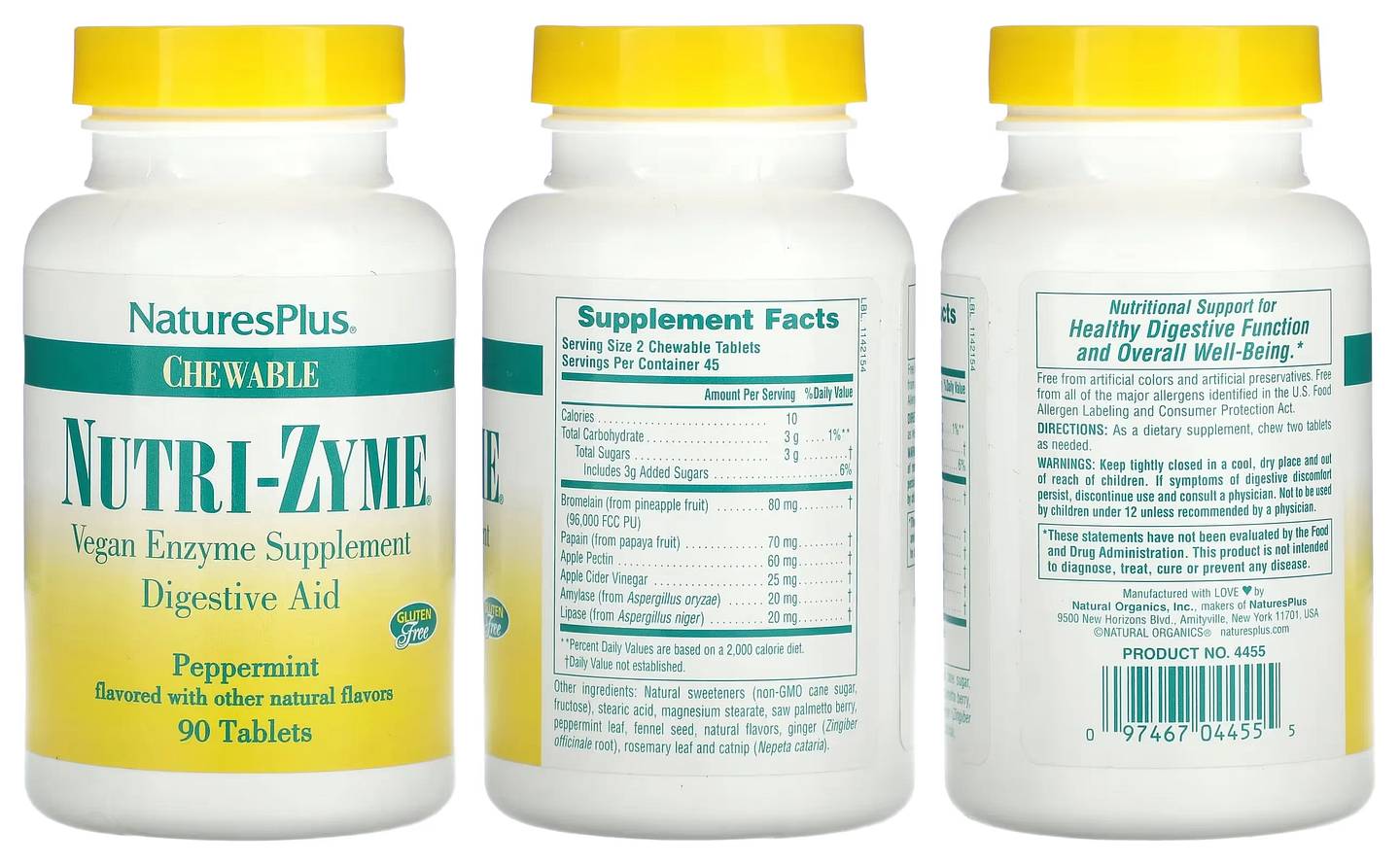 NaturesPlus, Chewable Nutri-Zyme packaging