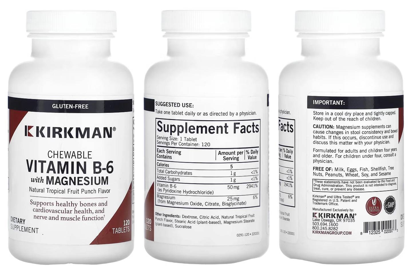 Kirkman Labs, Chewable Vitamin B-6 with Magnesium packaging