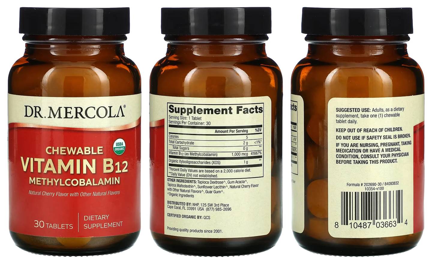 Dr. Mercola, Chewable Vitamin B12 Methylcobalamin packaging