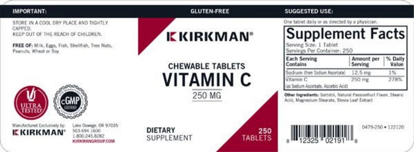 Kirkman Labs, Chewable Vitamin C label