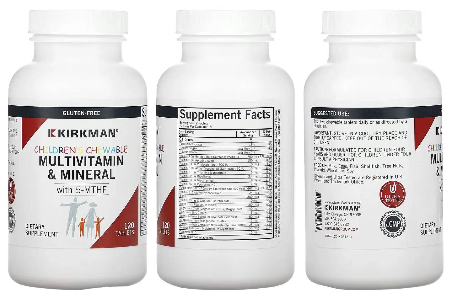 Kirkman Labs, Children's Chewable Multivitamin & Mineral with 5-MTHF packaging