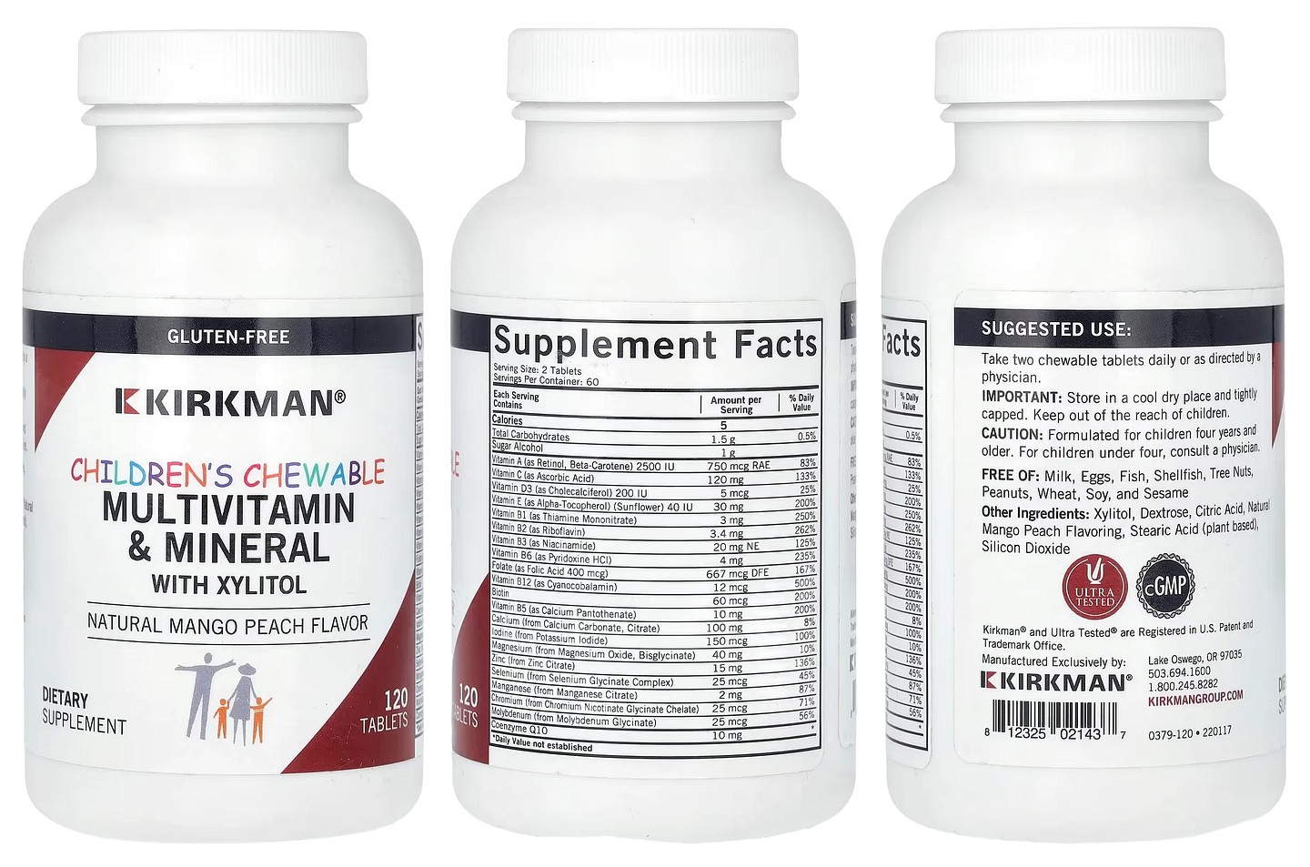 Kirkman Labs, Children's Chewable MultiVitamin & Mineral with Xylitol packaging