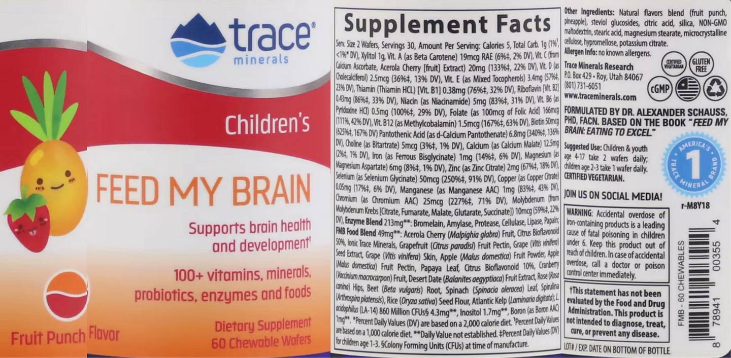 Trace Minerals, Children's Feed My Brain label