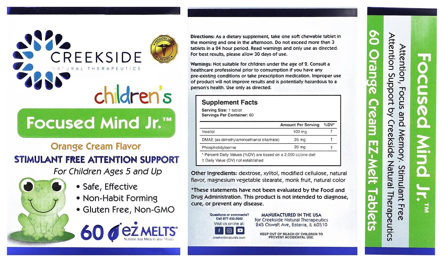 Creekside Natural Therapeutics, Children's Focused Mind Jr packaging