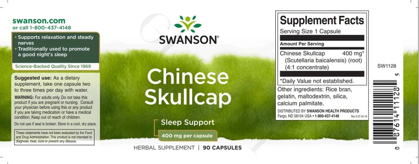 Swanson, Chinese Skullcap label