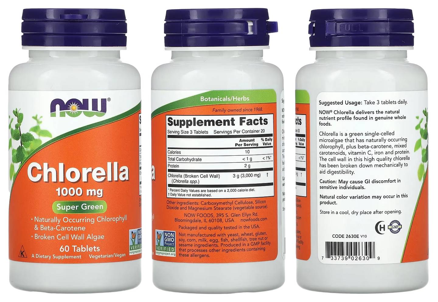 NOW Foods, Chlorella packaging