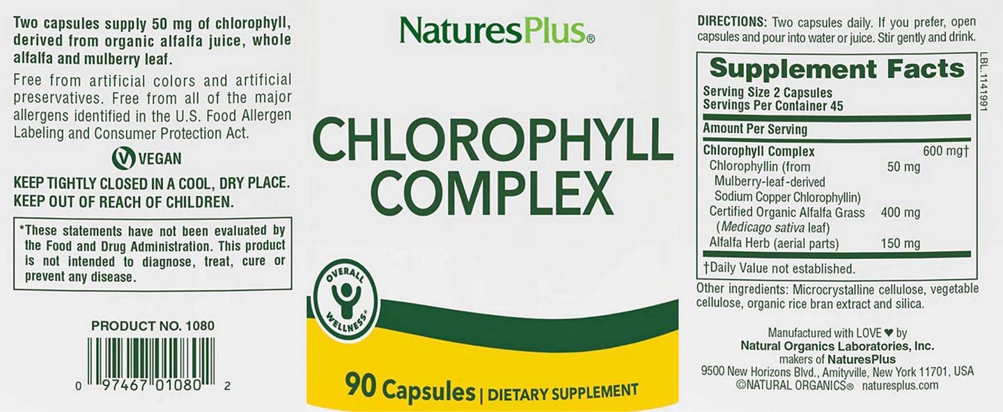 NaturesPlus, Chlorophyll Complex label