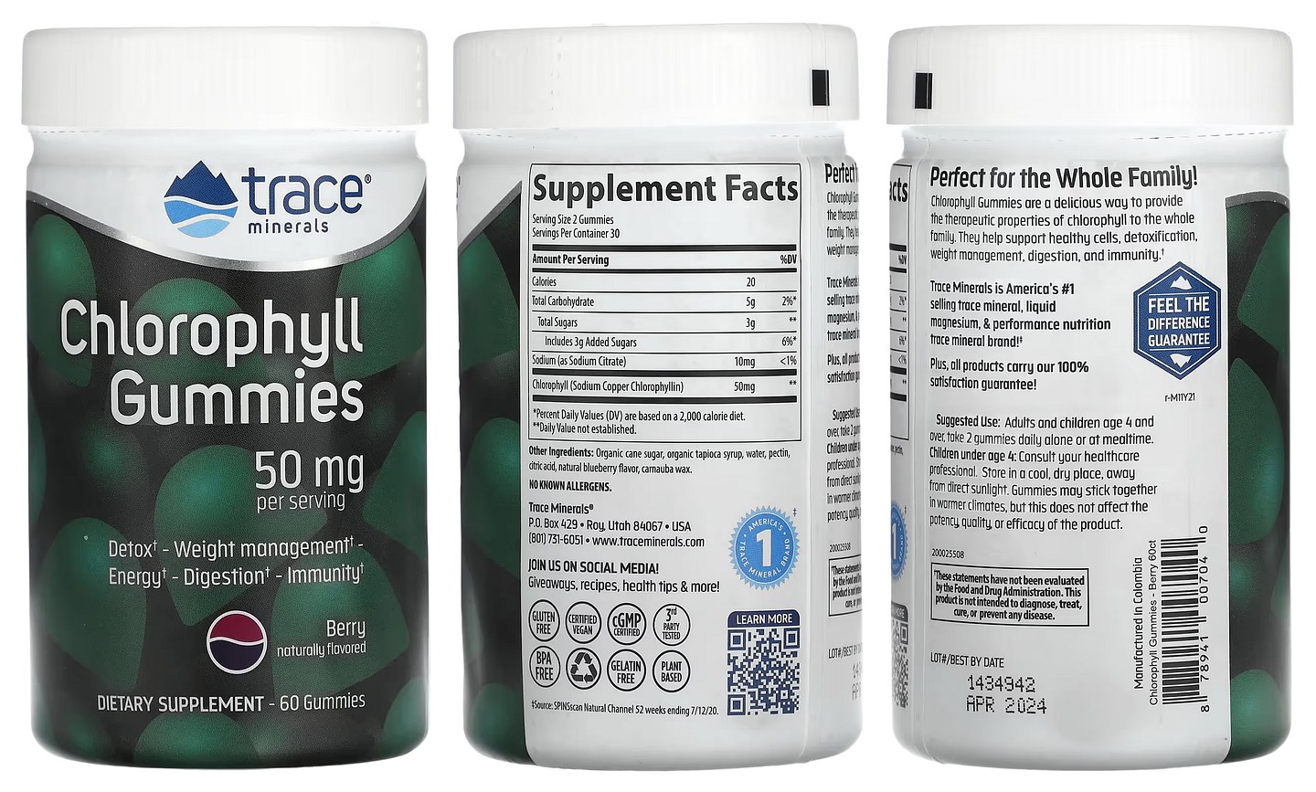 Trace Minerals, Chlorophyll Gummies packaging