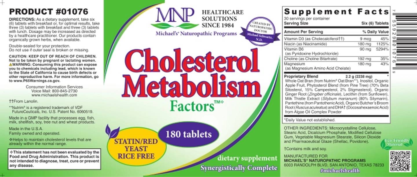 Michael's Naturopathic, Cholesterol Metabolism Factors label