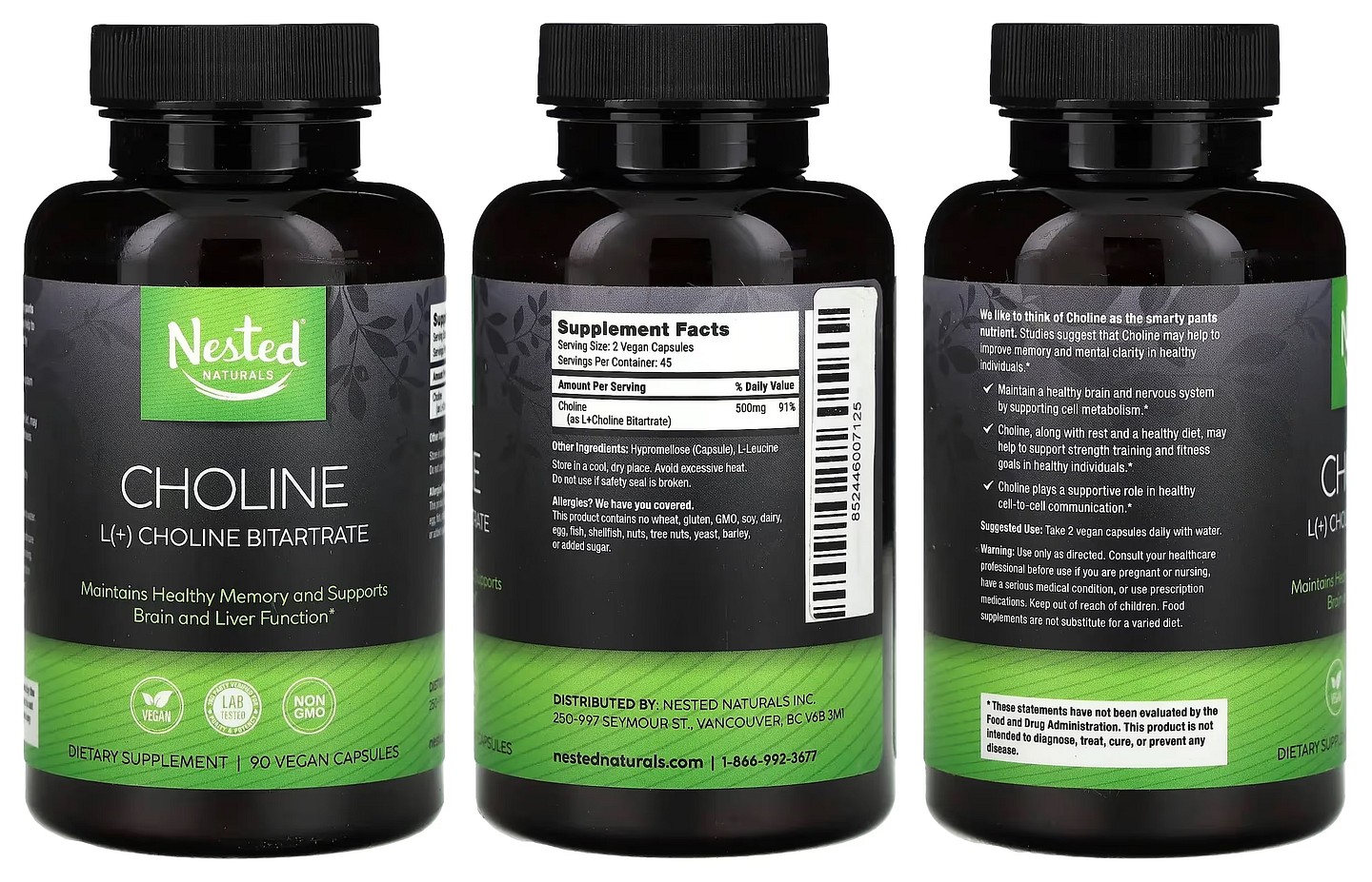 Nested Naturals, Choline packaging