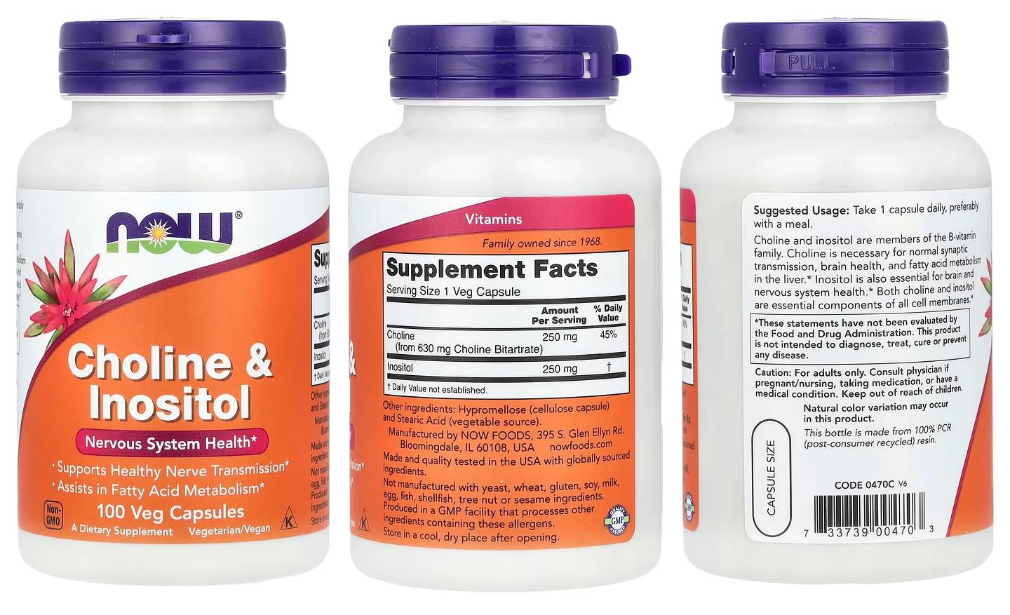 NOW Foods, Choline & Inositol packaging