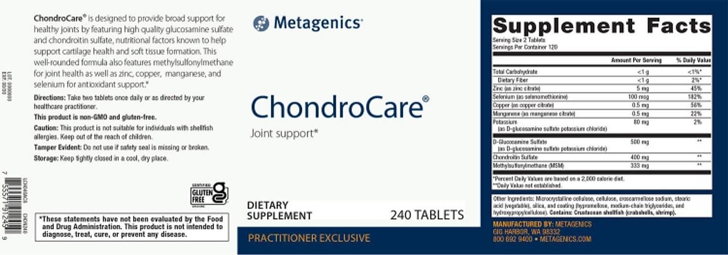 Metagenics, ChondroCare label