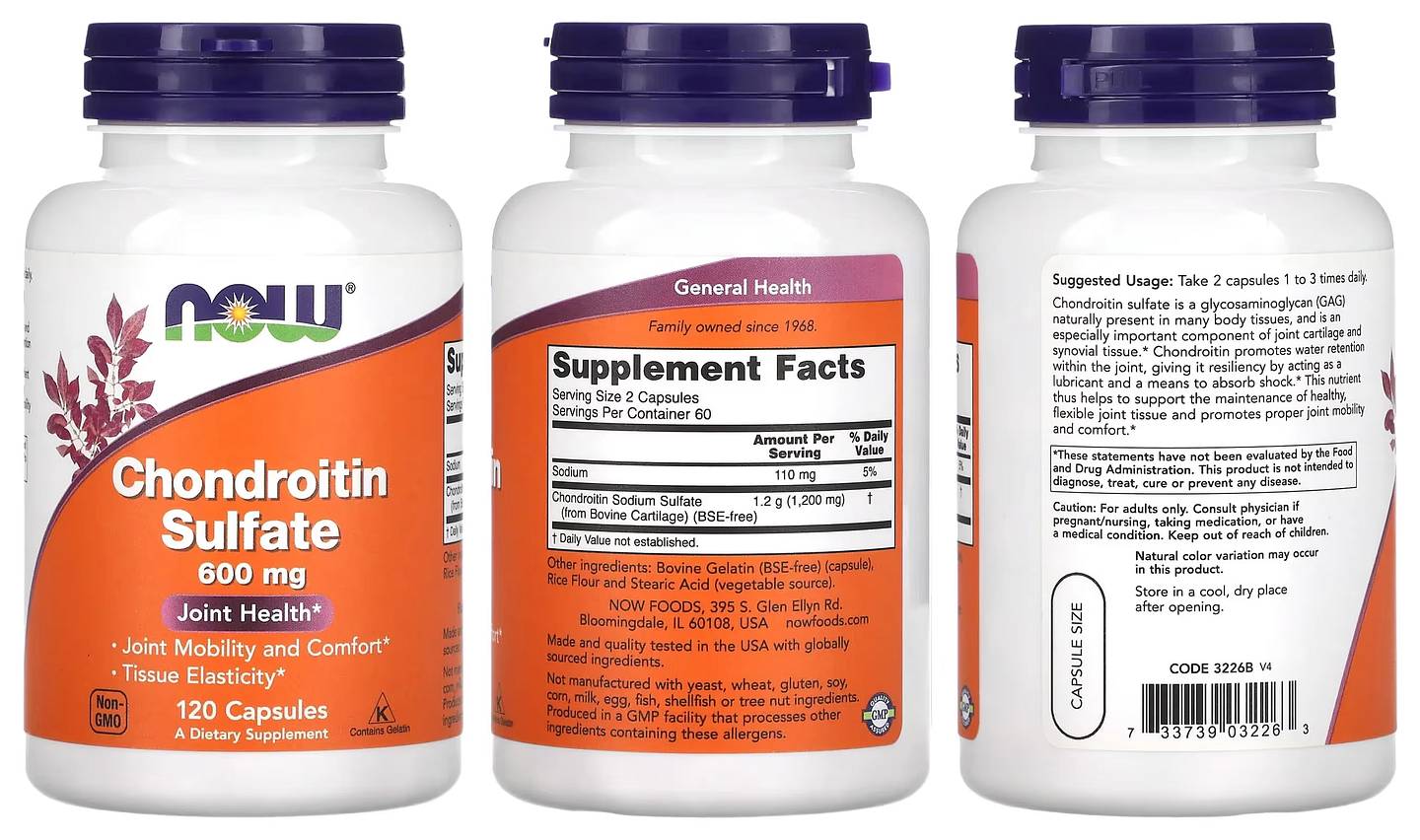 NOW Foods, Chondroitin Sulfate packaging