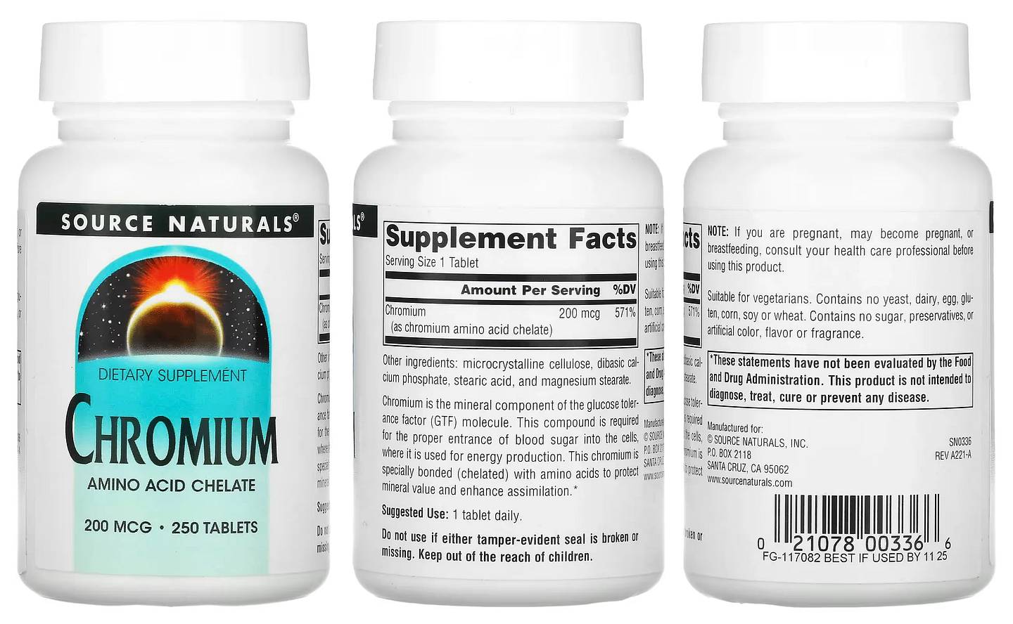 Source Naturals, Chromium packaging