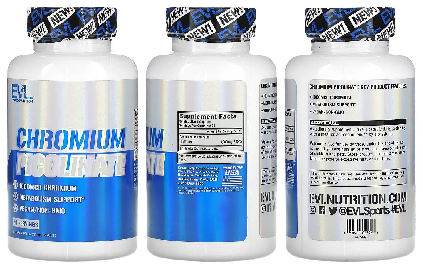 EVLution Nutrition, Chromium Picolinate packaging