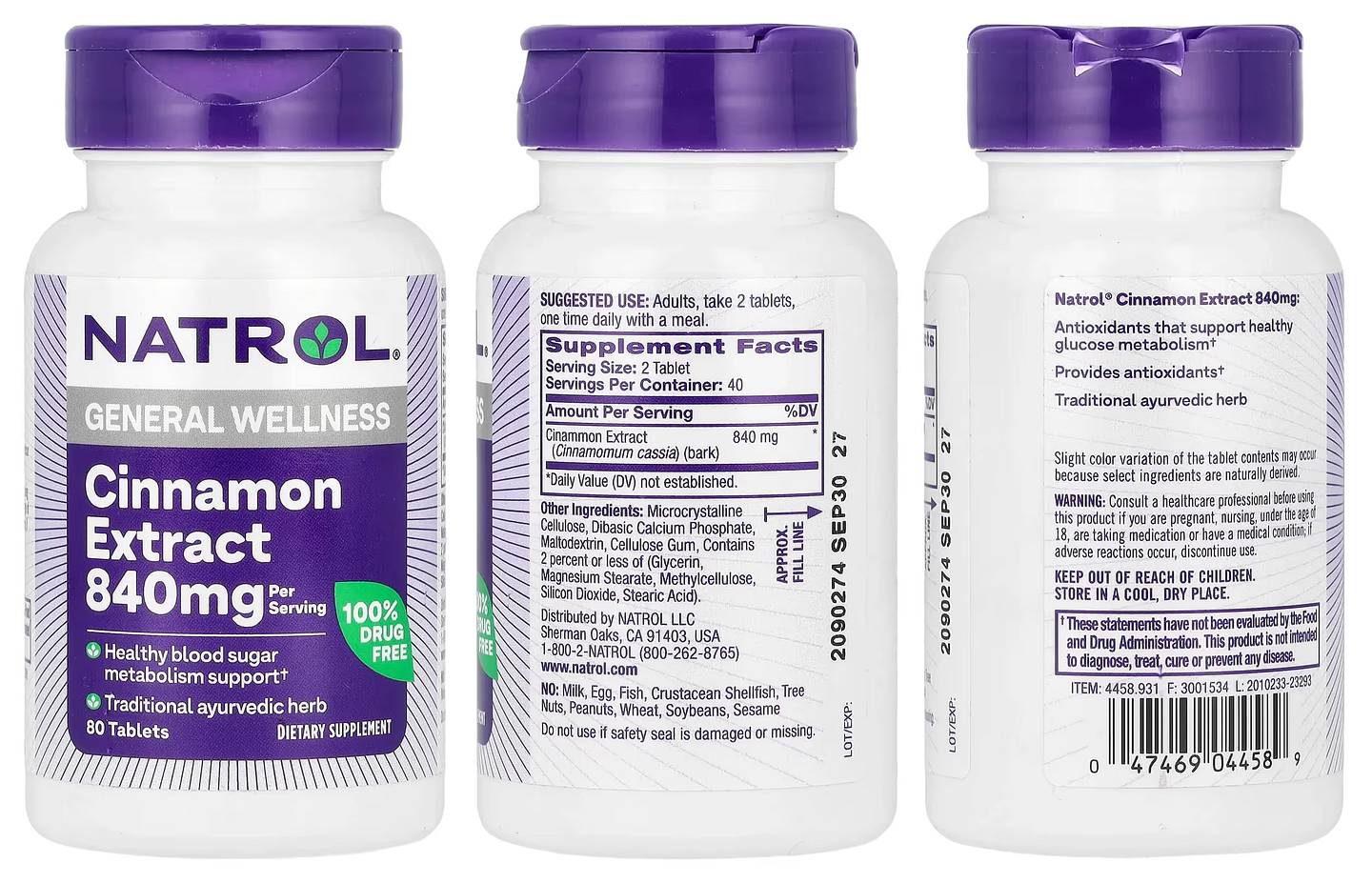 Natrol, Cinnamon Extract packaging