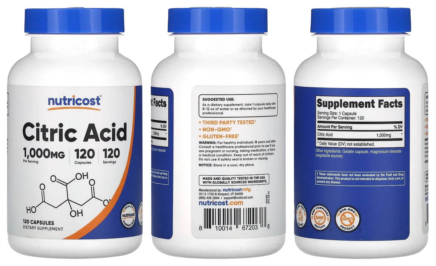 Nutricost, Citric Acid packaging