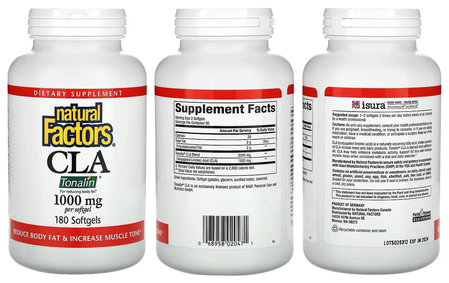 Natural Factors, CLA, 1,000 mg packaging