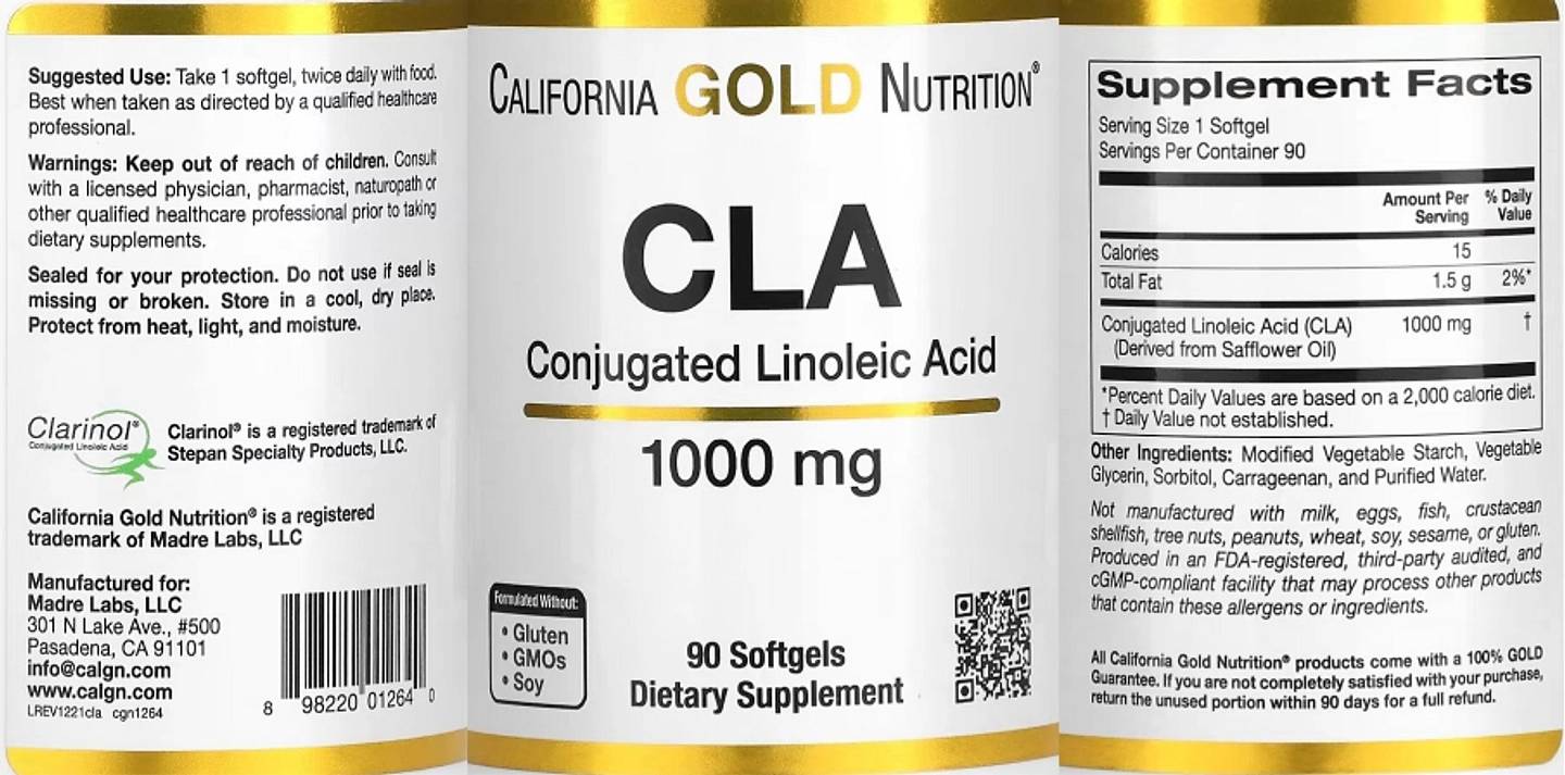 California Gold Nutrition, CLA label