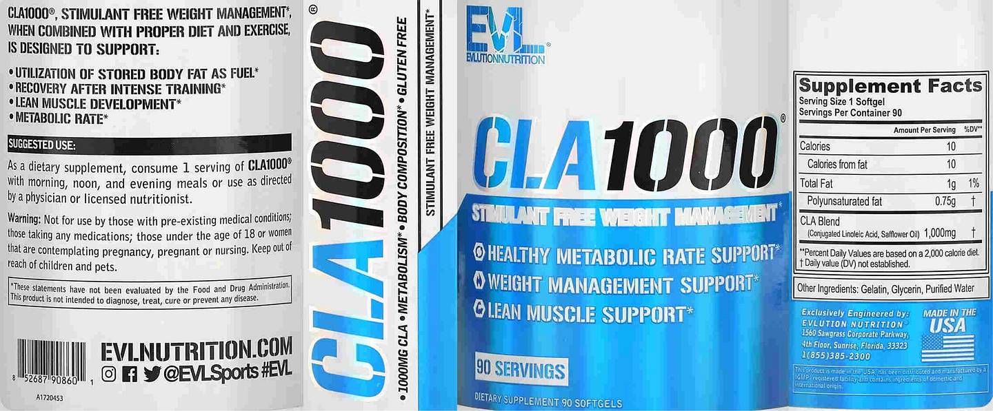 EVLution Nutrition, CLA1000 label