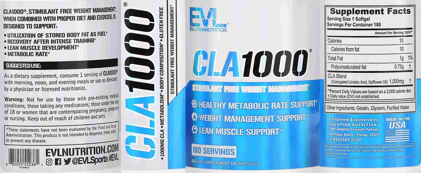 EVLution Nutrition, CLA1000 label