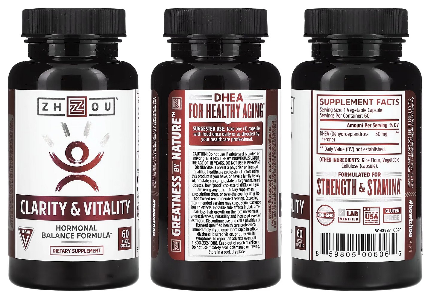 Zhou Nutrition, Clarity & Vitality packaging