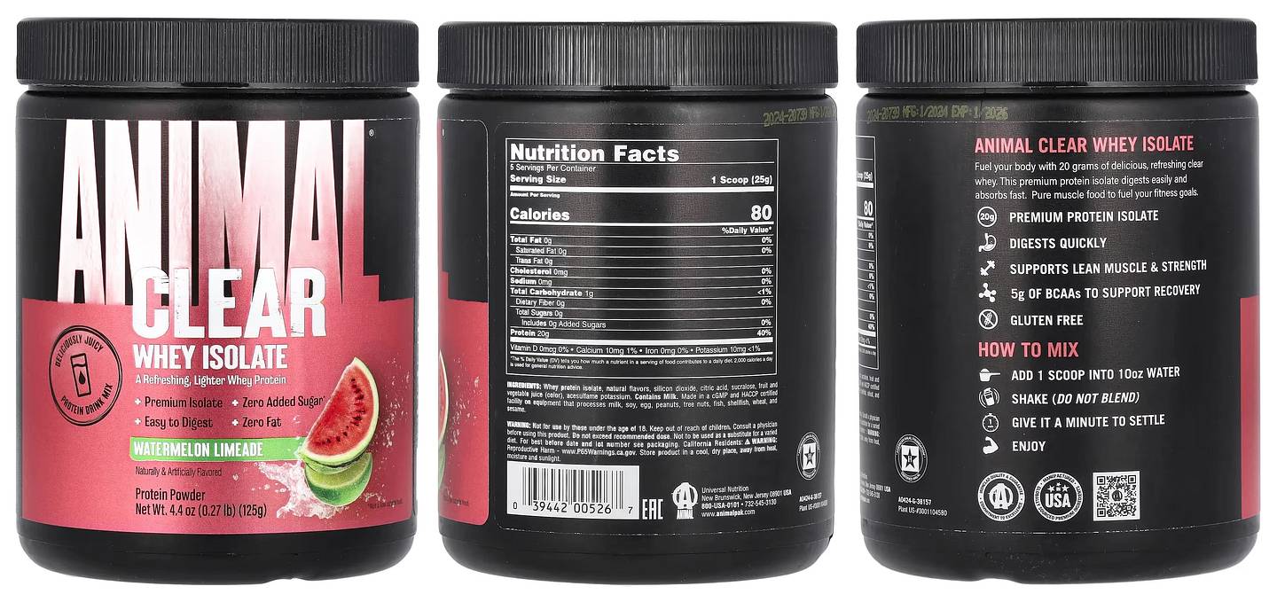 Animal, Clear Whey Isolate, Watermelon Limeade packaging