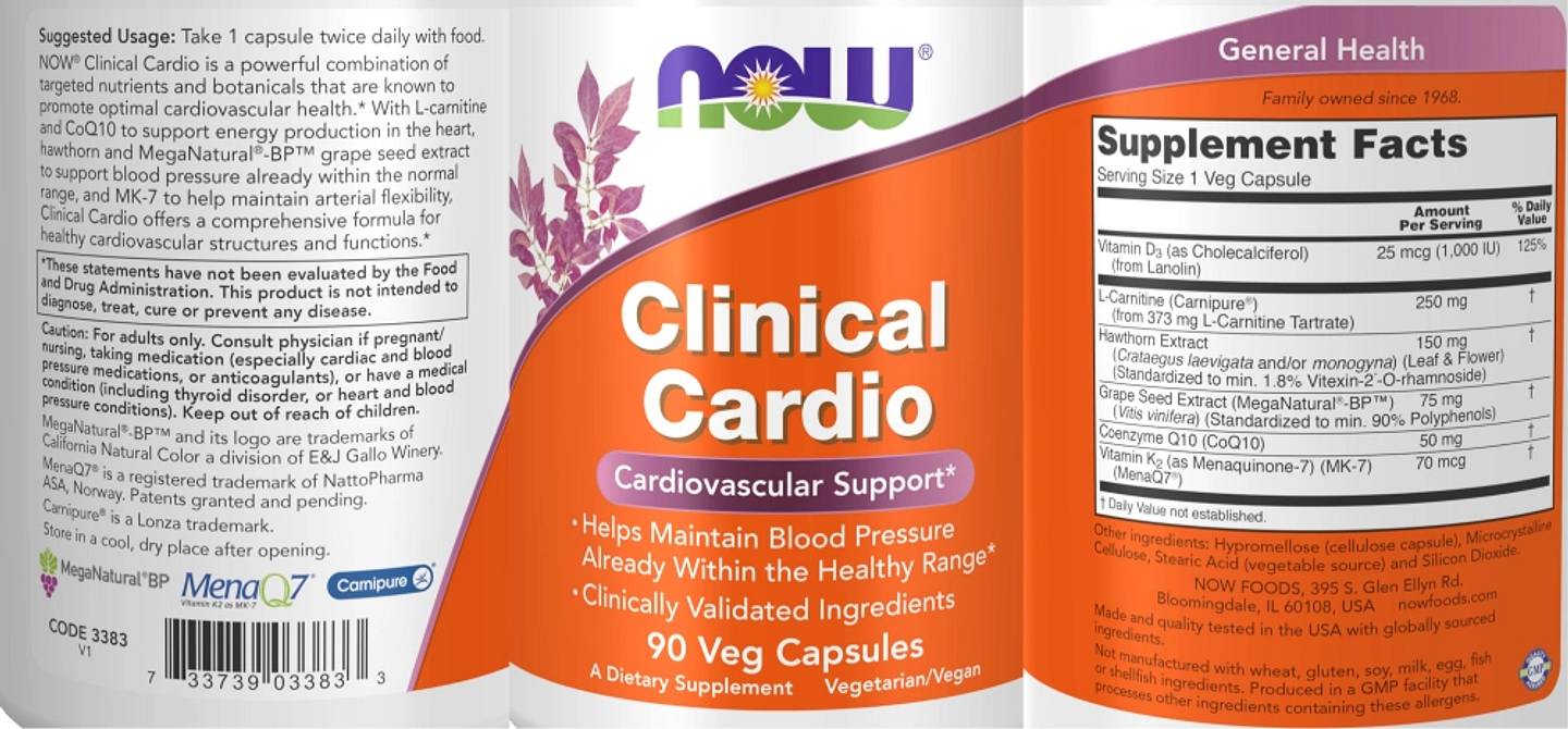 NOW Foods, Clinical Cardio label