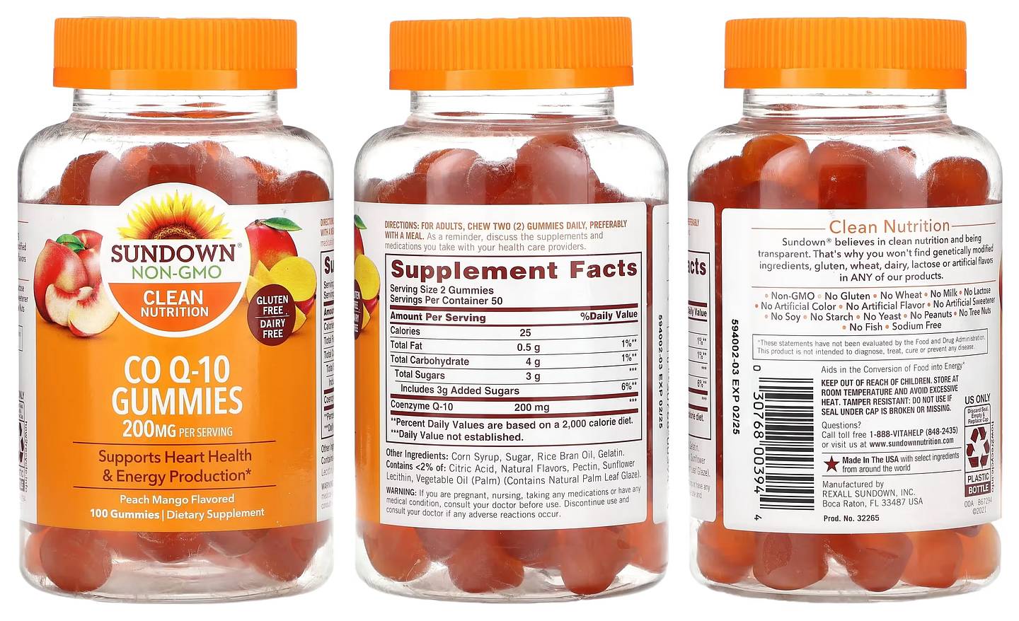 Sundown Naturals, Co Q-10 Gummies, Peach Mango, 200 mg packaging