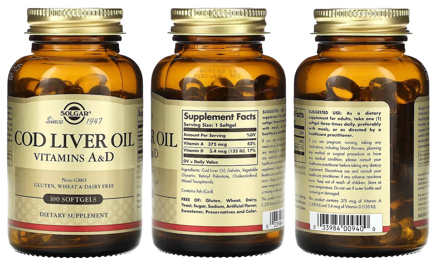 Solgar, Cod Liver Oil packaging