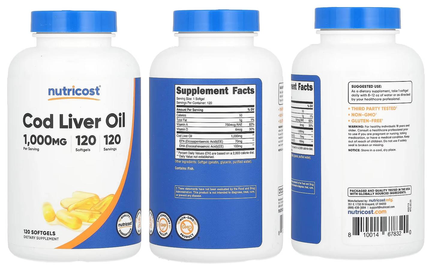 Nutricost, Cod Liver Oil packaging