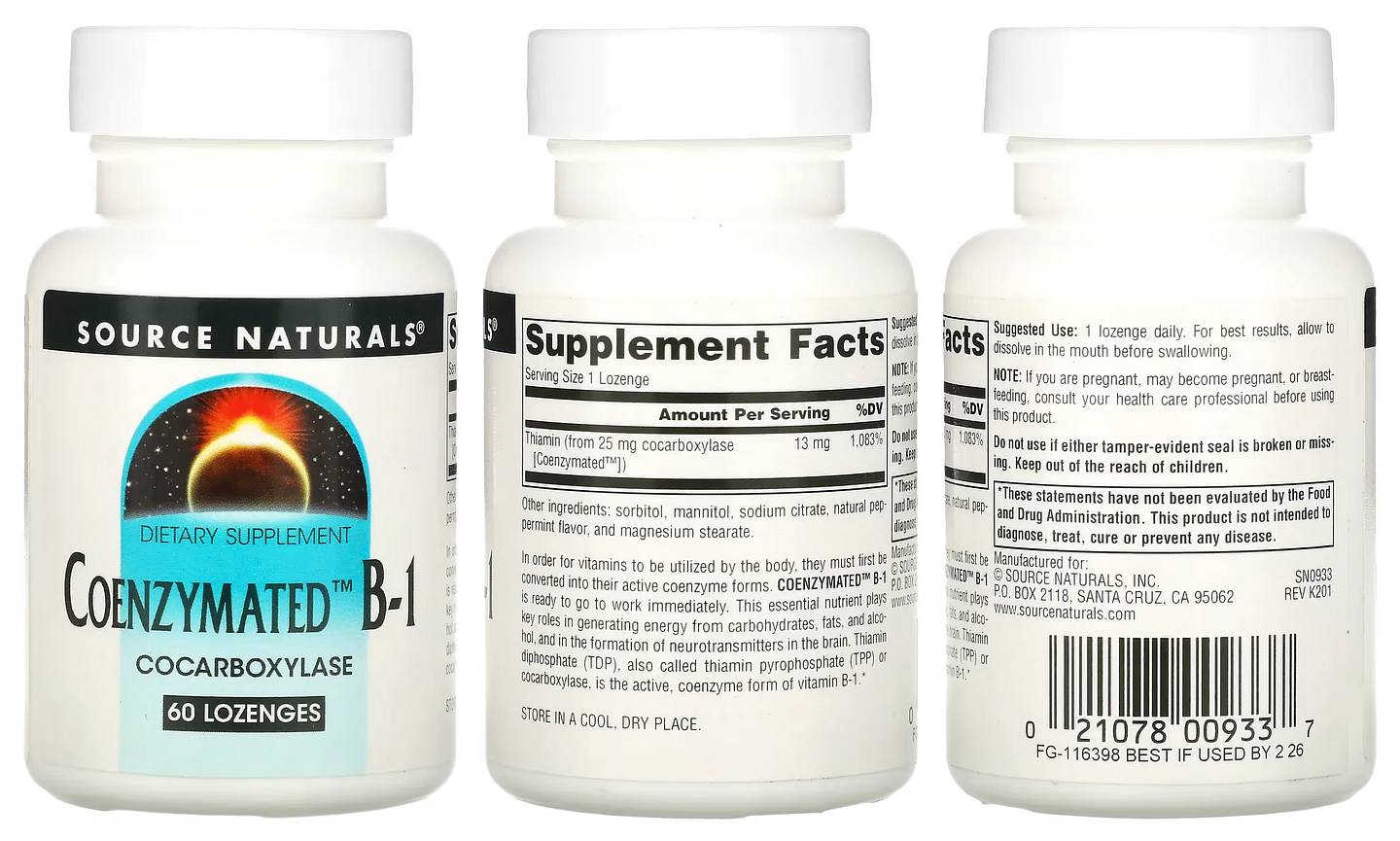 Source Naturals, Coenzymated B-1 packaging