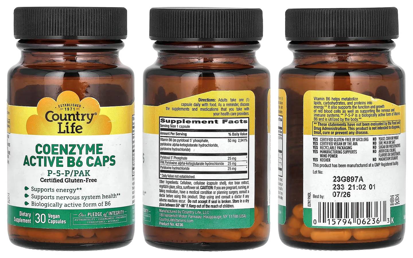 Country Life, Coenzyme Active B6 Caps packaging