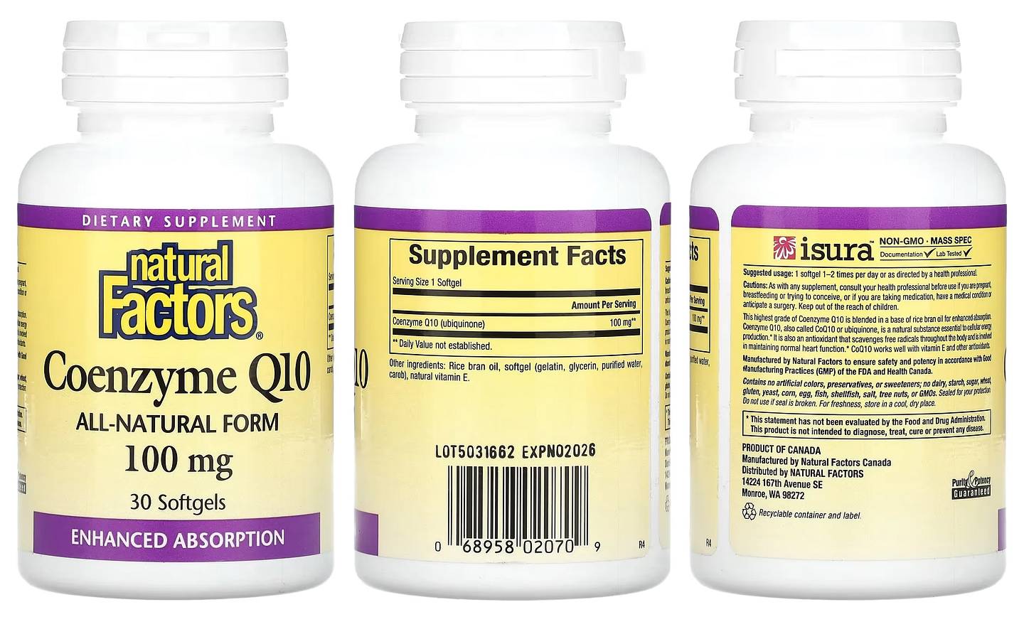 Natural Factors, Coenzyme Q10 packaging