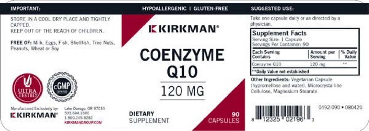 Kirkman Labs, Coenzyme Q10 label