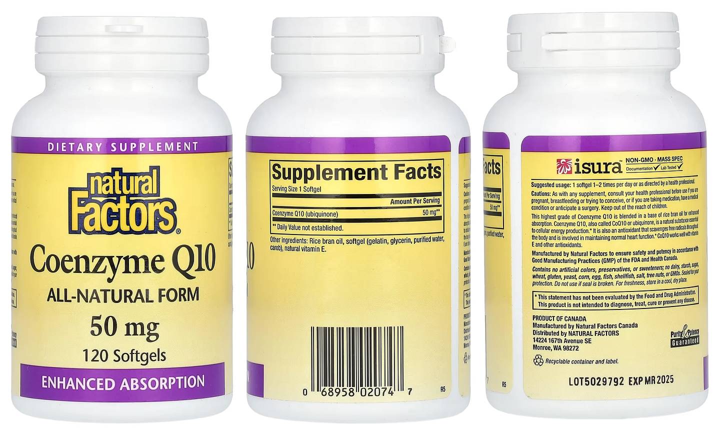 Natural Factors, Coenzyme Q10 packaging