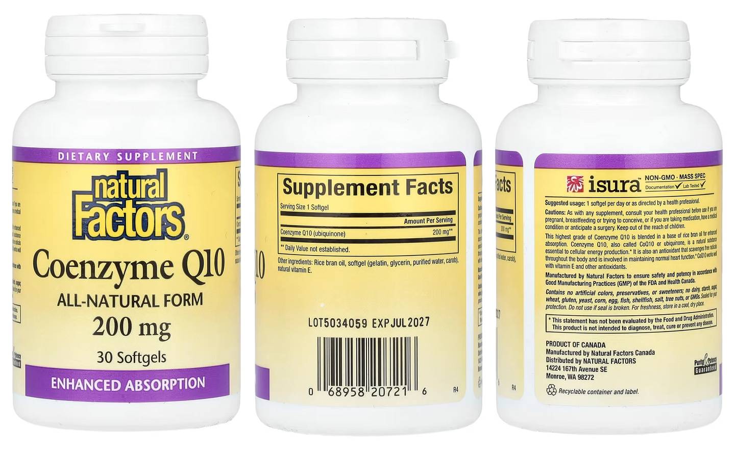 Natural Factors, Coenzyme Q10 packaging