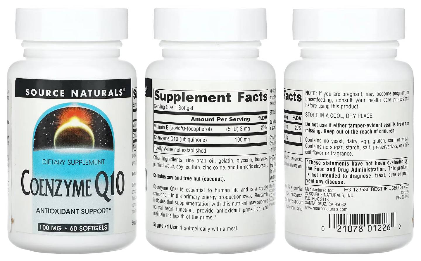 Source Naturals, Coenzyme Q10 packaging