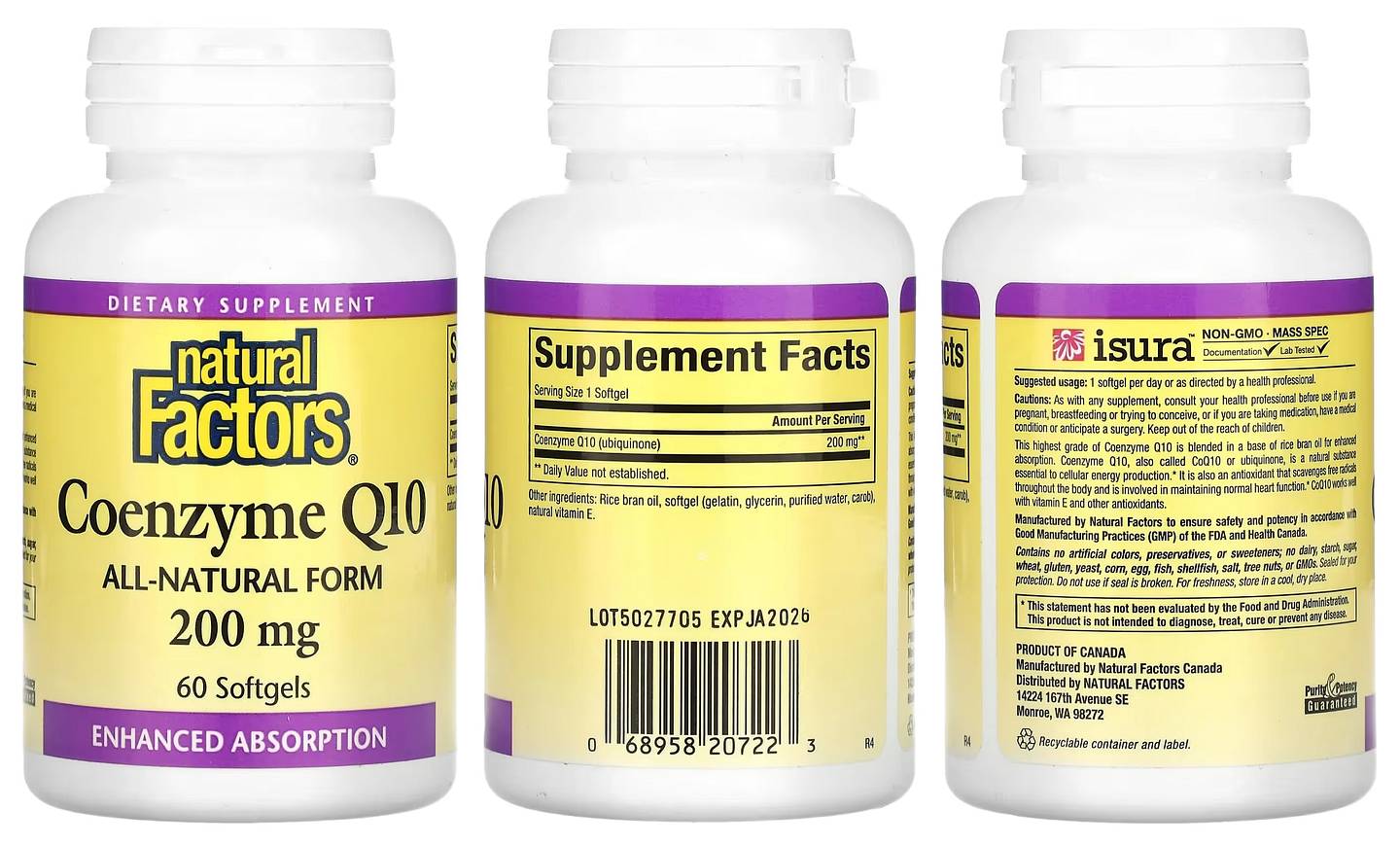 Natural Factors, Coenzyme Q10 packaging