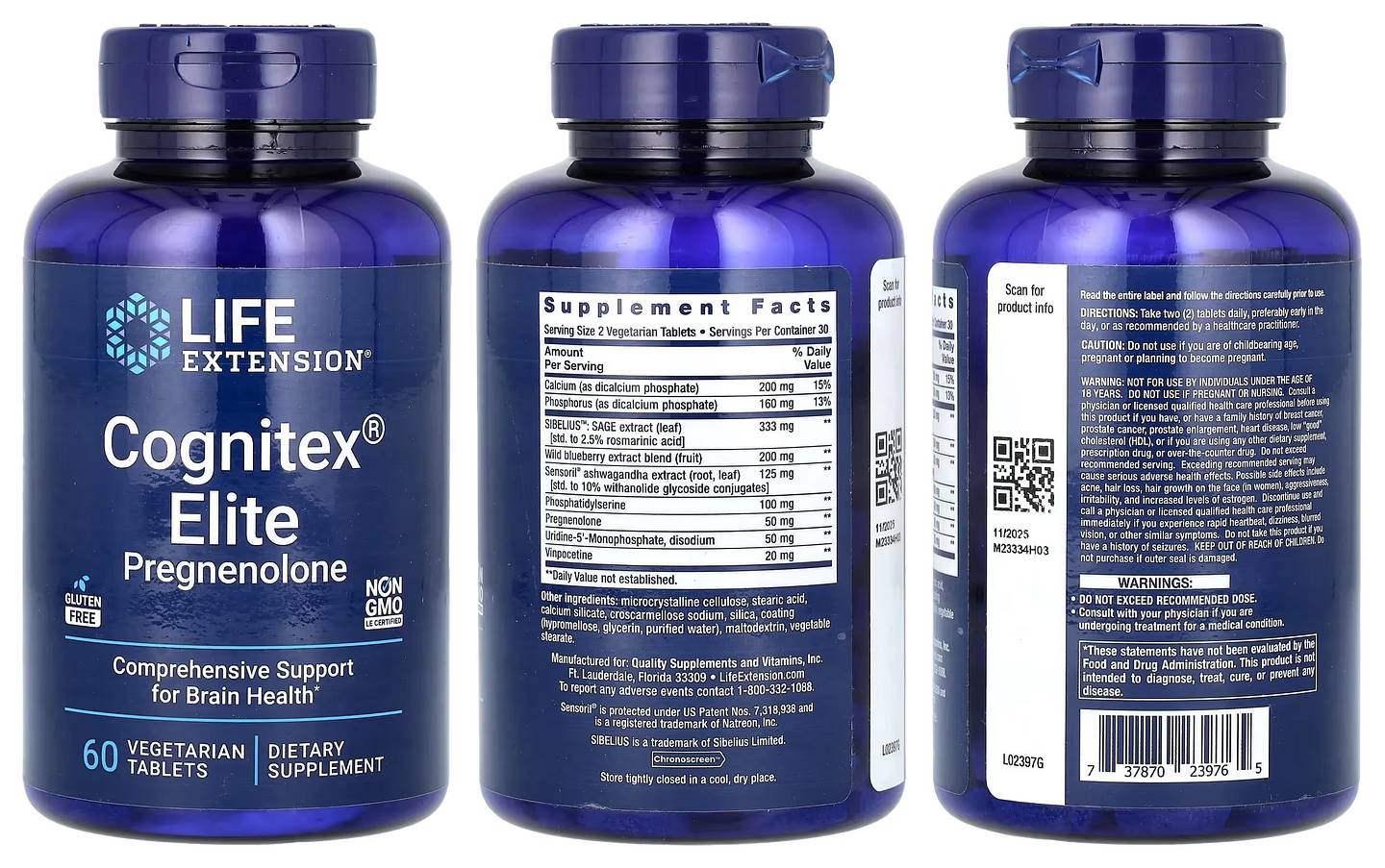 Life Extension, Cognitex Elite Pregnenolone packaging